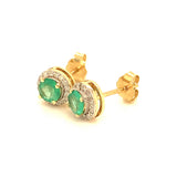 Aretes de esmeraldas con diamantes en oro amarillo 14kt. E-0.58CTS. D-0.14CTS.