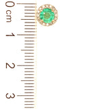 Aretes de esmeraldas con diamantes en oro amarillo 14kt. E-0.58CTS. D-0.14CTS.
