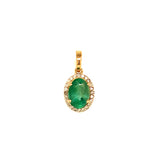 Dije de esmeralda con diamantes en oro amarillo 14kt. E-0.85CTS. D-0.08CTS.