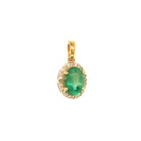 Dije de esmeralda con diamantes en oro amarillo 14kt. E-0.85CTS. D-0.08CTS.