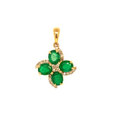 Dije de esmeraldas con diamantes en oro amarillo 14kt. E-1.12CTS. D-0.12CTS.