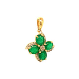 Dije de esmeraldas con diamantes en oro amarillo 14kt. E-1.12CTS. D-0.12CTS.