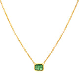 Collar de esmeralda en oro amarillo 14kt. 45cm E-0.48CTS.