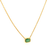 Collar de esmeralda en oro amarillo 14kt. 45cm E-0.48CTS.