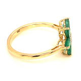 Anillo de esmeralda con diamantes en oro amarillo 14kt. E-1.22CTS. D-0.05CTS.
