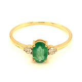 Anillo de esmeralda con diamantes en oro amarillo 14kt. E-0.62CTS. D-0.14CTS.