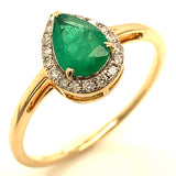 Anillo de esmeralda con diamantes en oro amarillo 14kt. E-0.55CTS. D-0.13CTS.