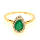 Anillo de esmeralda con diamantes en oro amarillo 14kt. E-0.55CTS. D-0.13CTS.