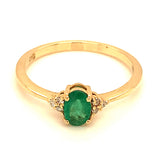 Anillo de esmeralda con diamantes en oro blanco 14kt. E-0.35CTS. D-0.06CTS.