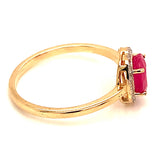Anillo de rubí con diamantes en oro amarillo 14kt. R-1.05CTS. D-0.08CTS.