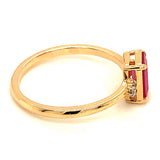 Anillo de rubí con diamantes en oro amarillo 14kt. R-1.30CTS. D-0.05CTS.
