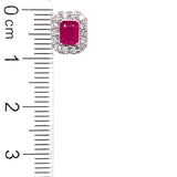 Aretes de rubíes con diamantes en oro blanco 14kt. R-0.87CTS. D-0.37CTS.