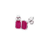 Aretes de rubíes en oro blanco 14kt. R-1.30CTS.