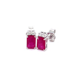 Aretes de rubíes con diamantes en oro blanco 14kt. R-1.08CTS. D-0.06CTS.