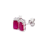 Aretes de rubíes con diamantes en oro blanco 14kt. R-1.08CTS. D-0.06CTS.