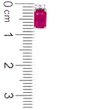 Aretes de rubíes con diamantes en oro blanco 14kt. R-1.08CTS. D-0.06CTS.