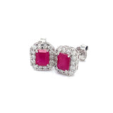 Aretes de rubíes con diamantes en oro blanco 14kt. R-1.00CTS. D-0.38CTS.