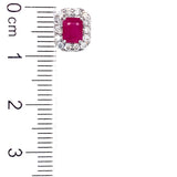 Aretes de rubíes con diamantes en oro blanco 14kt. R-1.00CTS. D-0.38CTS.