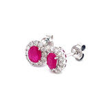 Aretes de rubíes con diamantes en oro blanco 14kt. R-0.72CTS. D-0.33CTS.