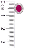 Aretes de rubíes con diamantes en oro blanco 14kt. R-0.72CTS. D-0.33CTS.