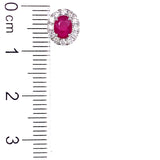 Aretes de rubíes con diamantes en oro blanco 14kt. R-0.65CTS. D-0.37CTS.