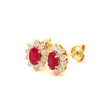 Aretes con rubí y diamantes en oro amarillo 14KT