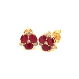 Aretes con rubí y diamantes en oro amarillo 14KT