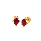 Aretes con rubí y diamantes en oro amarillo 14KT