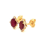 Aretes con rubí y diamantes en oro amarillo 14KT