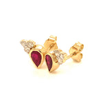 Aretes con rubí y diamantes en oro amarillo 14KT