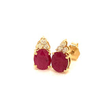 Aretes con rubí y diamantes en oro amarillo 14KT