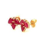 Aretes con rubí y diamantes en oro amarillo 14KT