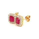 Aretes con rubí y diamantes en oro amarillo 14KT