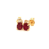Aretes con rubí y diamantes en oro amarillo 14KT