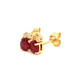 Aretes con rubí y diamantes en oro amarillo 14KT