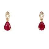 Aretes con rubí y diamantes en oro amarillo 14KT