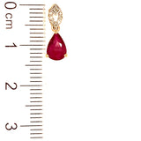 Aretes con rubí y diamantes en oro amarillo 14KT