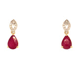 Aretes con rubí y diamantes en oro amarillo 14KT