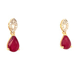 Aretes con rubí y diamantes en oro amarillo 14KT
