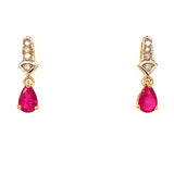 Aretes con rubí y diamantes en oro amarillo 14KT