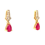 Aretes con rubí y diamantes en oro amarillo 14KT