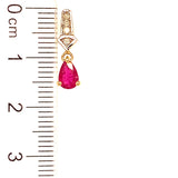 Aretes con rubí y diamantes en oro amarillo 14KT
