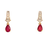 Aretes con rubí y diamantes en oro amarillo 14KT