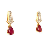 Aretes con rubí y diamantes en oro amarillo 14KT