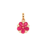Dije de rubíes con diamantes en oro amarillo 14kt. R-1.30CTS. D-0.11CTS.