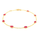 Pulsera con rubíes en oro amarillo 14kt. R-1.68CT 17CM