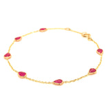 Pulsera con rubíes en oro amarillo 14kt. R-1.68CT 17CM