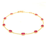 Pulsera con rubíes en oro amarillo 14kt. R-2.14CT 17CM