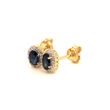 Aretes de zafiros con diamantes en oro amarillo 14kt. S-0.48CTS. D-0.12CTS.