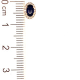 Aretes de zafiros con diamantes en oro amarillo 14kt. S-0.48CTS. D-0.12CTS.
